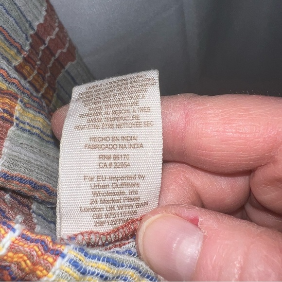 Free People We the Free Plaid Crepe Crinkle Boho Festival Button Down Shirt Med - Picture 10 of 12